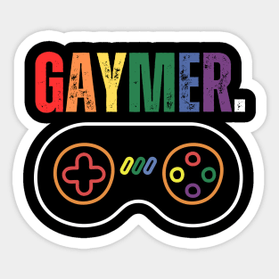 Gaymer - rainbow lettering and games controller Sticker